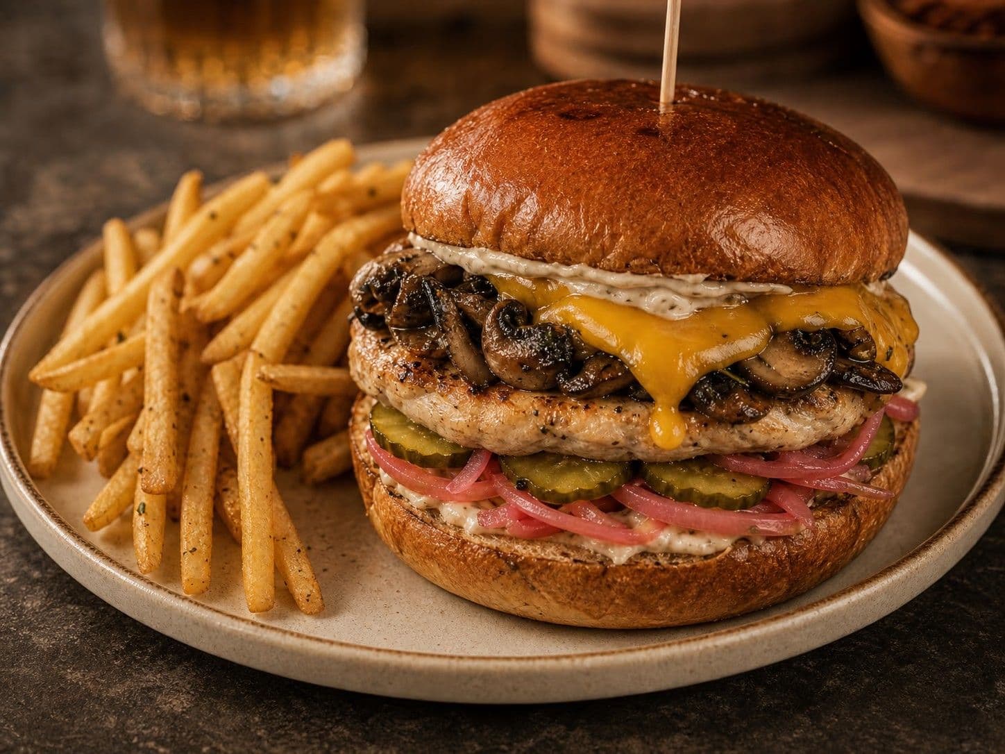 Magic Mushroom Chicken Burger